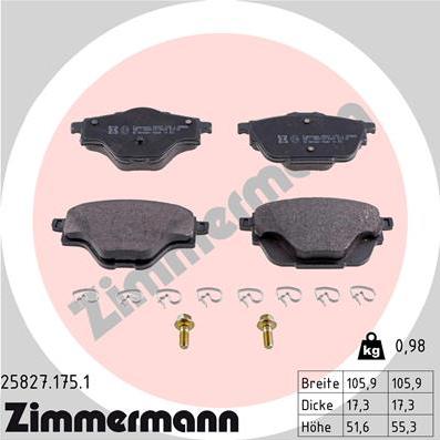 Zimmermann 25827.175.1 - Brake Pad Set, disc brake onlydrive.pro