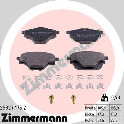 Zimmermann 25827.175.2 - Brake Pad Set, disc brake onlydrive.pro