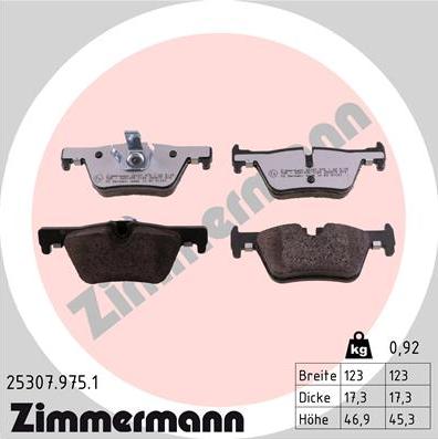 Zimmermann 25307.975.1 - Brake Pad Set, disc brake onlydrive.pro