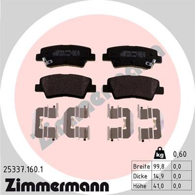 Zimmermann 25337.160.1 - Stabdžių trinkelių rinkinys, diskinis stabdys onlydrive.pro