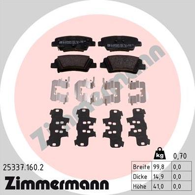 Zimmermann 25337.160.2 - Stabdžių trinkelių rinkinys, diskinis stabdys onlydrive.pro