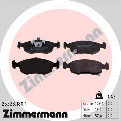 Zimmermann 25323.180.1 - Brake Pad Set, disc brake onlydrive.pro