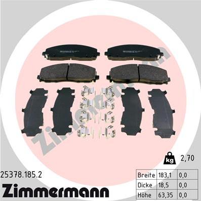 Zimmermann 25378.185.2 - Brake Pad Set, disc brake onlydrive.pro