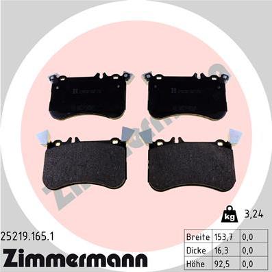 Zimmermann 25219.165.1 - Brake Pad Set, disc brake onlydrive.pro