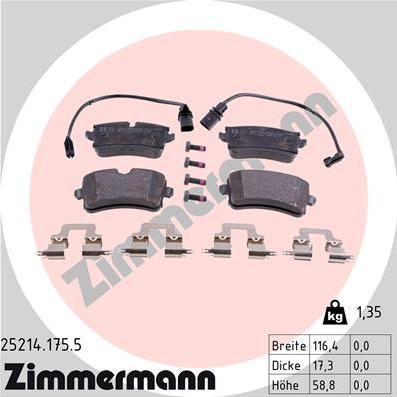 Zimmermann 25214.175.5 - Тормозные колодки, дисковые, комплект onlydrive.pro