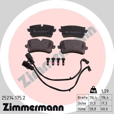 Zimmermann 25214.175.2 - Brake Pad Set, disc brake onlydrive.pro