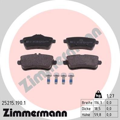 Zimmermann 25215.190.1 - Piduriklotsi komplekt,ketaspidur onlydrive.pro