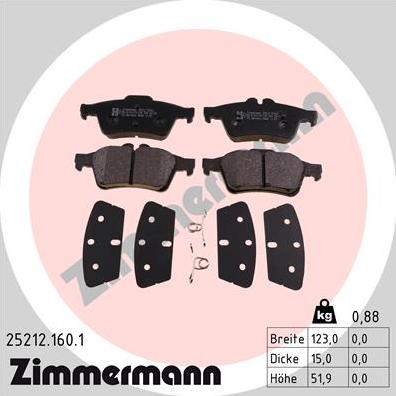 Zimmermann 25212.160.1 - Brake Pad Set, disc brake onlydrive.pro