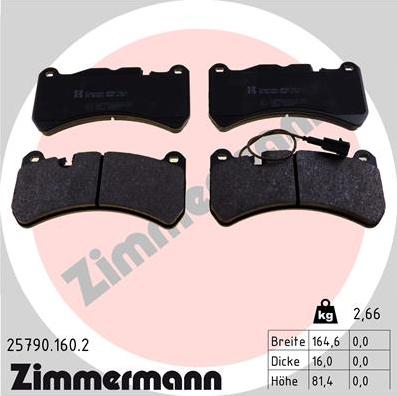 Zimmermann 25790.160.2 - Тормозные колодки, дисковые, комплект onlydrive.pro