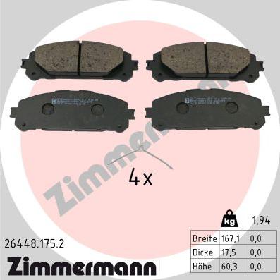 Zimmermann 26448.175.2 - Bremžu uzliku kompl., Disku bremzes onlydrive.pro