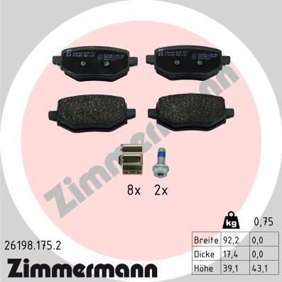 Zimmermann 26198.175.2 - Brake Pad Set, disc brake onlydrive.pro