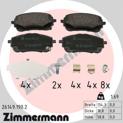 Zimmermann 26149.190.2 - Brake Pad Set, disc brake onlydrive.pro