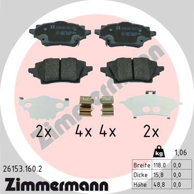 Zimmermann 26153.160.2 - Brake Pad Set, disc brake onlydrive.pro