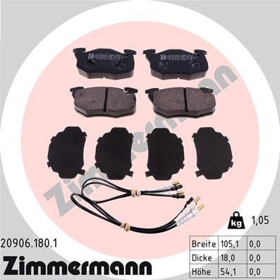 Zimmermann 20906.180.1 - Bremžu uzliku kompl., Disku bremzes onlydrive.pro