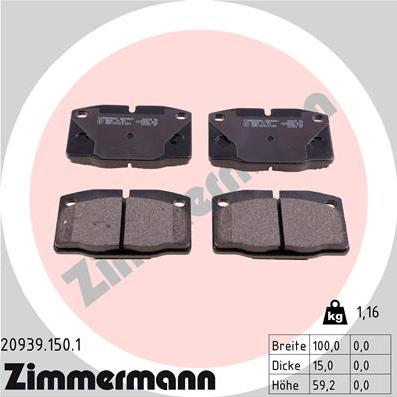 Zimmermann 20939.150.1 - Brake Pad Set, disc brake onlydrive.pro