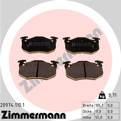 Zimmermann 20974.110.1 - Brake Pad Set, disc brake onlydrive.pro