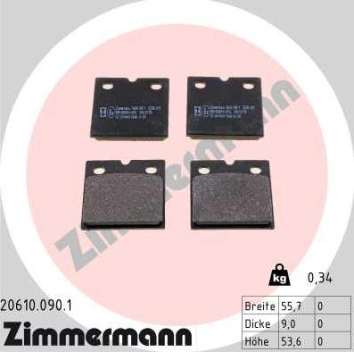 Zimmermann 20610.090.1 - Brake Pad Set, disc parking brake onlydrive.pro