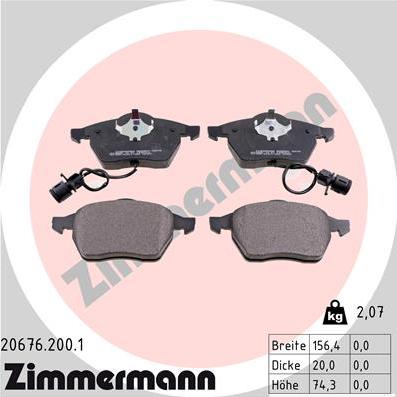 Zimmermann 20676.200.1 - Brake Pad Set, disc brake onlydrive.pro