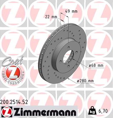 Zimmermann 200.2514.52 - Brake Disc onlydrive.pro