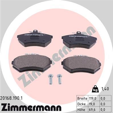 Zimmermann 20168.190.1 - Brake Pad Set, disc brake onlydrive.pro