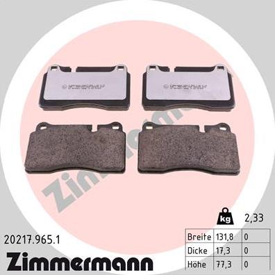 Zimmermann 20217.965.1 - Brake Pad Set, disc brake onlydrive.pro