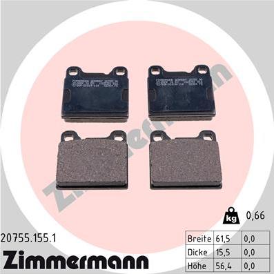 Zimmermann 20755.155.1 - Brake Pad Set, disc brake onlydrive.pro