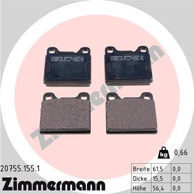 Zimmermann 20755.155.1 - Тормозные колодки, дисковые, комплект onlydrive.pro