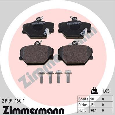 Zimmermann 21999.160.1 - Brake Pad Set, disc brake onlydrive.pro