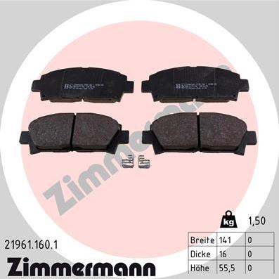 Zimmermann 21961.160.1 - Brake Pad Set, disc brake onlydrive.pro