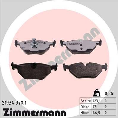 Zimmermann 21934.970.1 - Stabdžių trinkelių rinkinys, diskinis stabdys onlydrive.pro