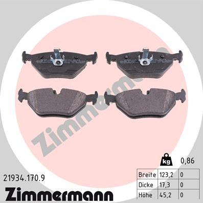 Zimmermann 21934.170.9 - Тормозные колодки, дисковые, комплект onlydrive.pro