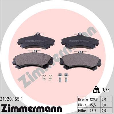 Zimmermann 21920.155.1 - Brake Pad Set, disc brake onlydrive.pro