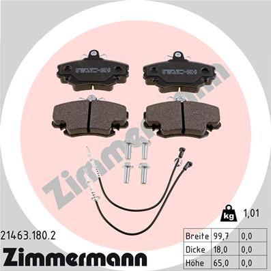 Zimmermann 21463.180.2 - Тормозные колодки, дисковые, комплект onlydrive.pro