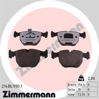 Zimmermann 21486.990.1 - Brake Pad Set, disc brake onlydrive.pro