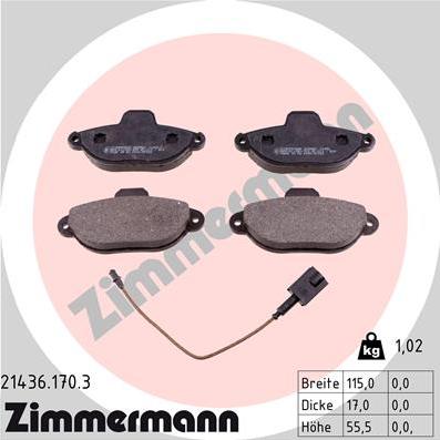 Zimmermann 21436.170.3 - Brake Pad Set, disc brake onlydrive.pro