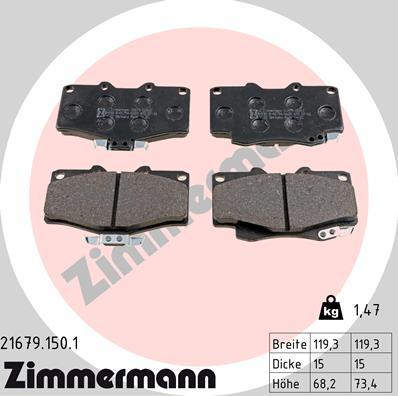 Zimmermann 21679.150.1 - Stabdžių trinkelių rinkinys, diskinis stabdys onlydrive.pro