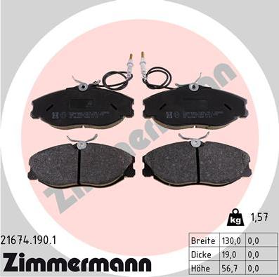 Zimmermann 21674.190.1 - Brake Pad Set, disc brake onlydrive.pro