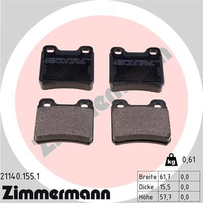 Zimmermann 21140.155.1 - Brake Pad Set, disc brake onlydrive.pro