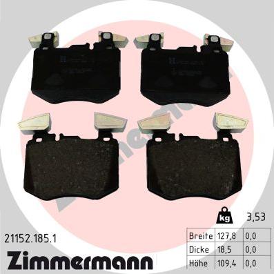 Zimmermann 21152.185.1 - Brake Pad Set, disc brake onlydrive.pro