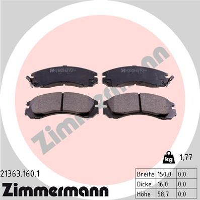 Zimmermann 21363.160.1 - Brake Pad Set, disc brake onlydrive.pro