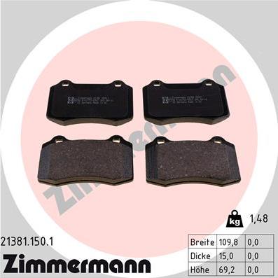 Zimmermann 21381.150.1 - Brake Pad Set, disc brake onlydrive.pro