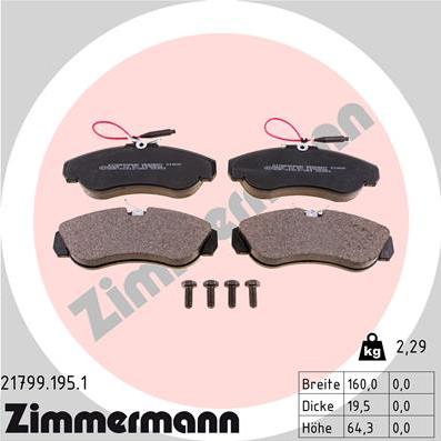 Zimmermann 21799.195.1 - Тормозные колодки, дисковые, комплект onlydrive.pro