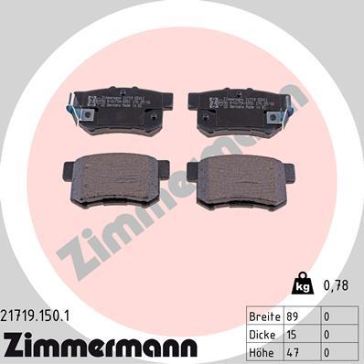 Zimmermann 21719.150.1 - Тормозные колодки, дисковые, комплект onlydrive.pro