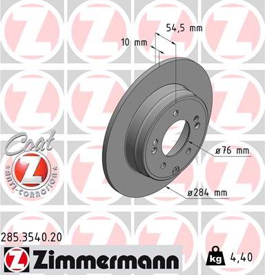 Zimmermann 285.3540.20 - Brake Disc onlydrive.pro