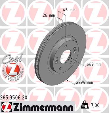 Zimmermann 285.3506.20 - Brake Disc onlydrive.pro