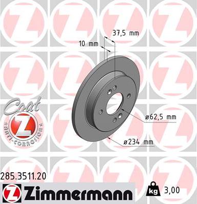 Zimmermann 285.3511.20 - Brake Disc onlydrive.pro