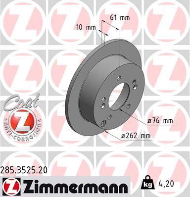 Zimmermann 285.3525.20 - Brake Disc onlydrive.pro