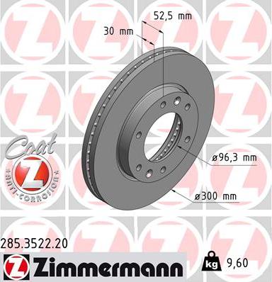 Zimmermann 285.3522.20 - Brake Disc onlydrive.pro