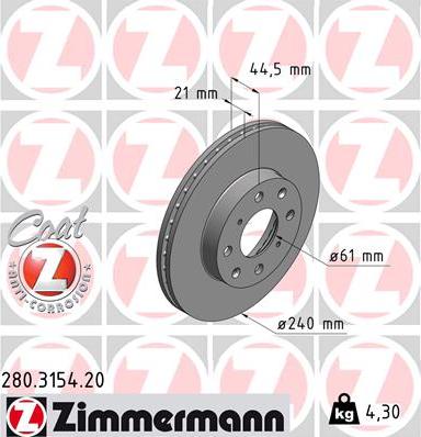 Zimmermann 280.3154.20 - Stabdžių diskas onlydrive.pro