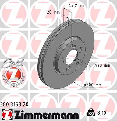 Zimmermann 280.3158.20 - Brake Disc onlydrive.pro